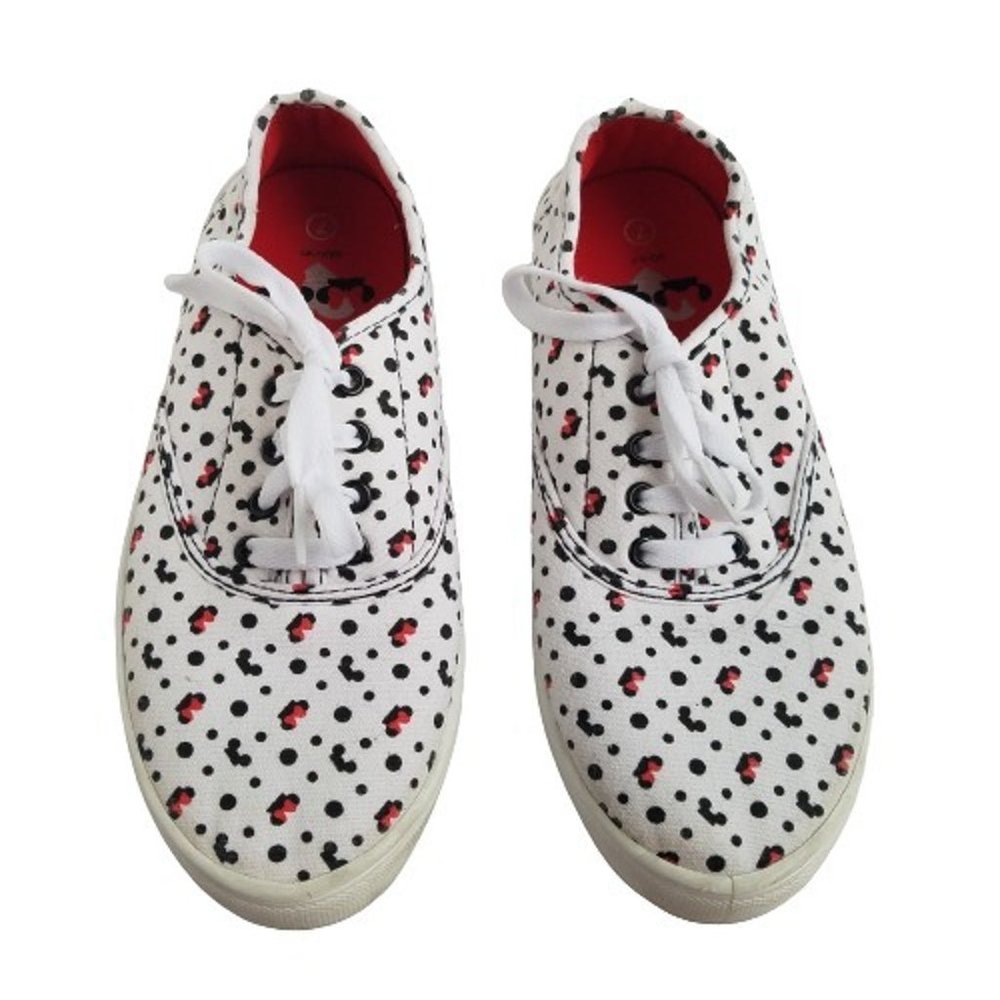 DISNEY MINNIE MOUSE MICKEY SNEAKERS LACE UP SZ 7 EARS BOWS DOTS